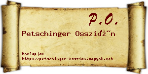 Petschinger Osszián névjegykártya